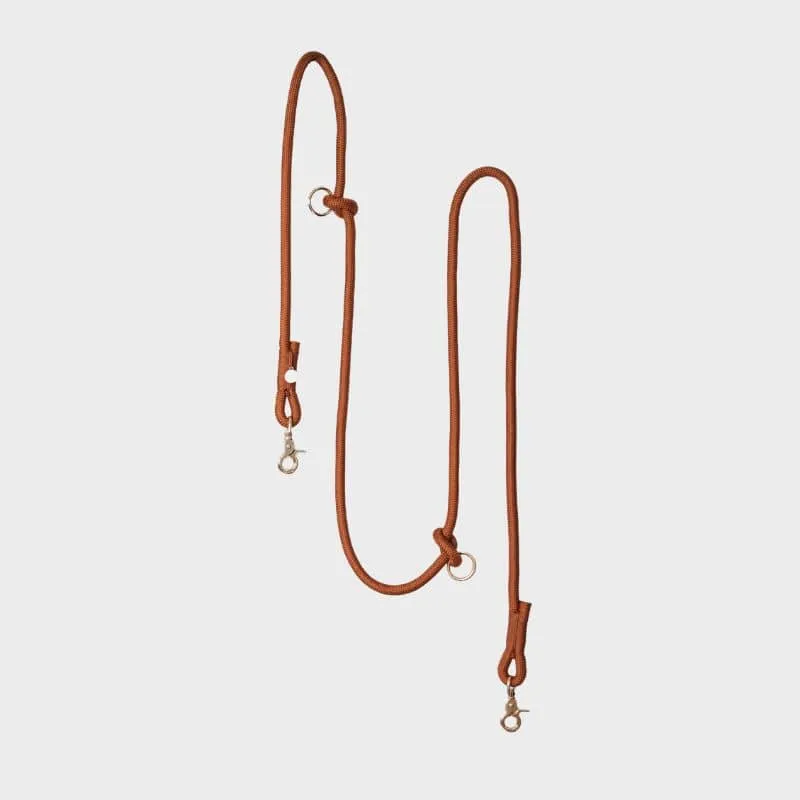 LAISSE MULTIPOSITIONS EN CORDE POUR CHIEN - ORANGE TERRE CUITE "CLAY"