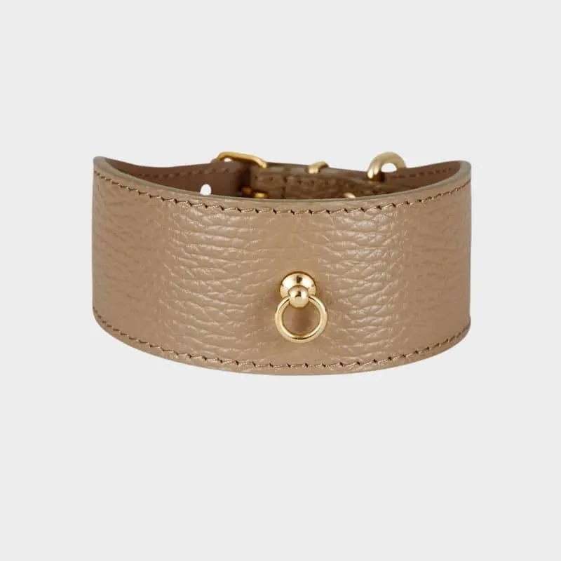 COLLIER EN CUIR POUR LÉVRIER - TAUPE "JUNO"