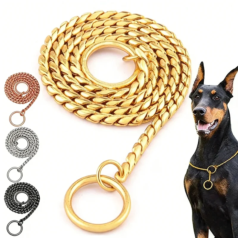 Collier Étrangleur Chaîne Serpent Inox pour Chien Réglable