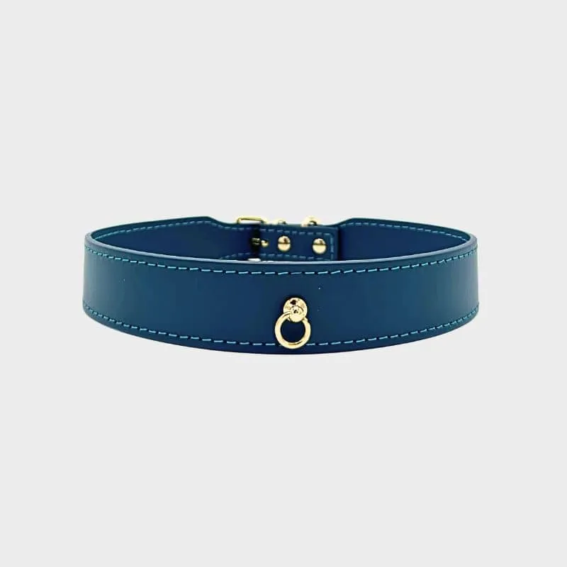 COLLIER EN CUIR POUR CHIEN - BLEU MARIN "NARA"