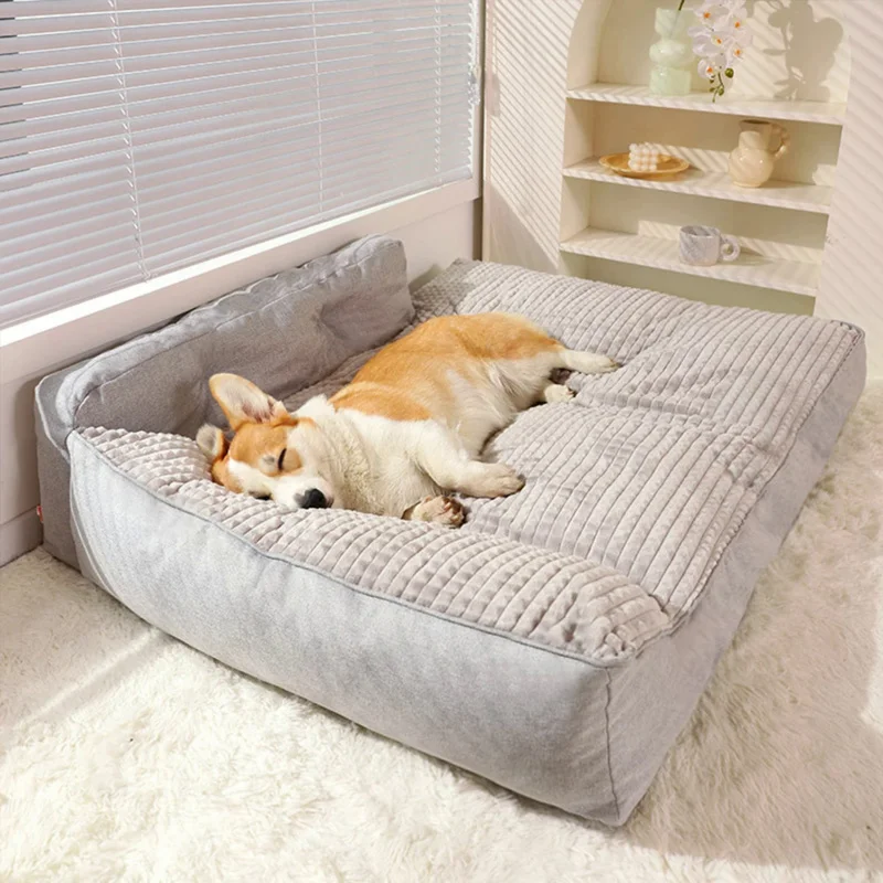 Panier pour Chien Canapé-Lit Polaire Côtelé Petit et Moyen Chien