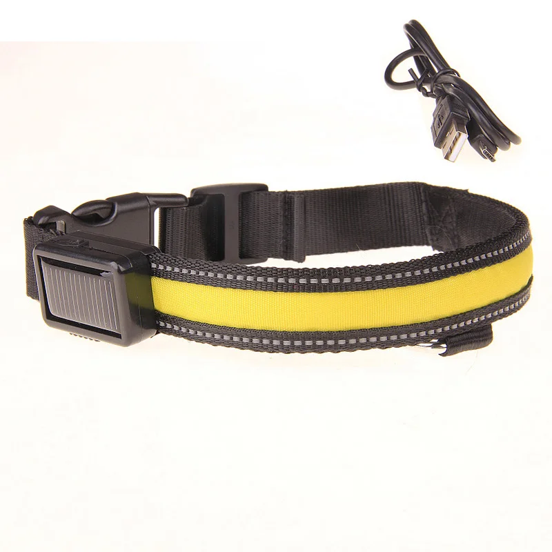 Collier Lumineux LED Solaire et USB Réfléchissant Chien