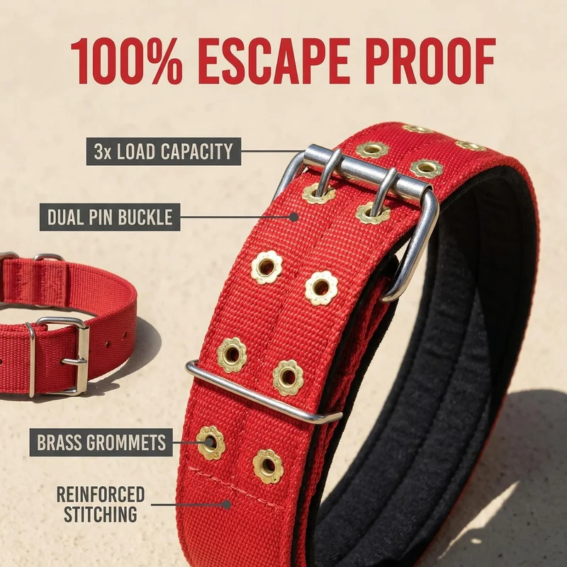 Collier Anti-Évasion Double Boucle Nylon Gros Chien