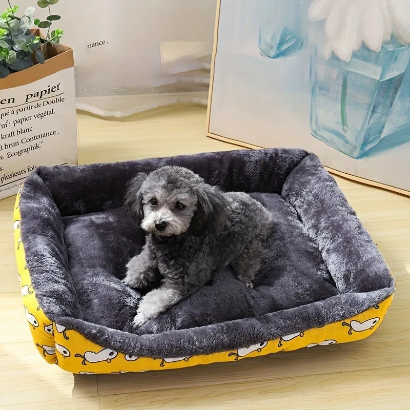 Panier Rectangulaire Peluche Bords Hauts pour Chien du S au 2XL