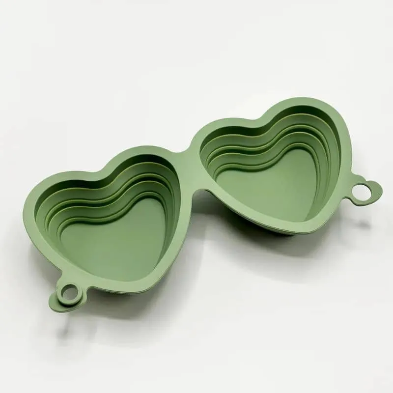 GAMELLE DOUBLE DE VOYAGE PLIABLE POUR CHIEN - COEUR (DISPO EN 3 COULEURS)