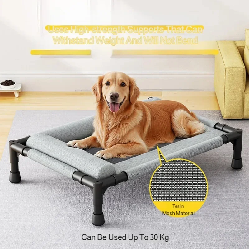 Lit Surélevé pour Chien Bords Rembourrés Toile Aérée jusqu'à 30 kg