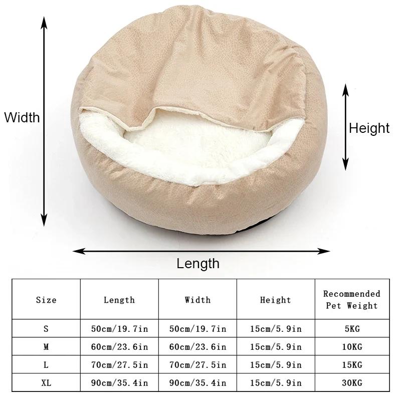 Panier Igloo Rond Cocon Douillet pour Petit Chien 50 et 60 cm