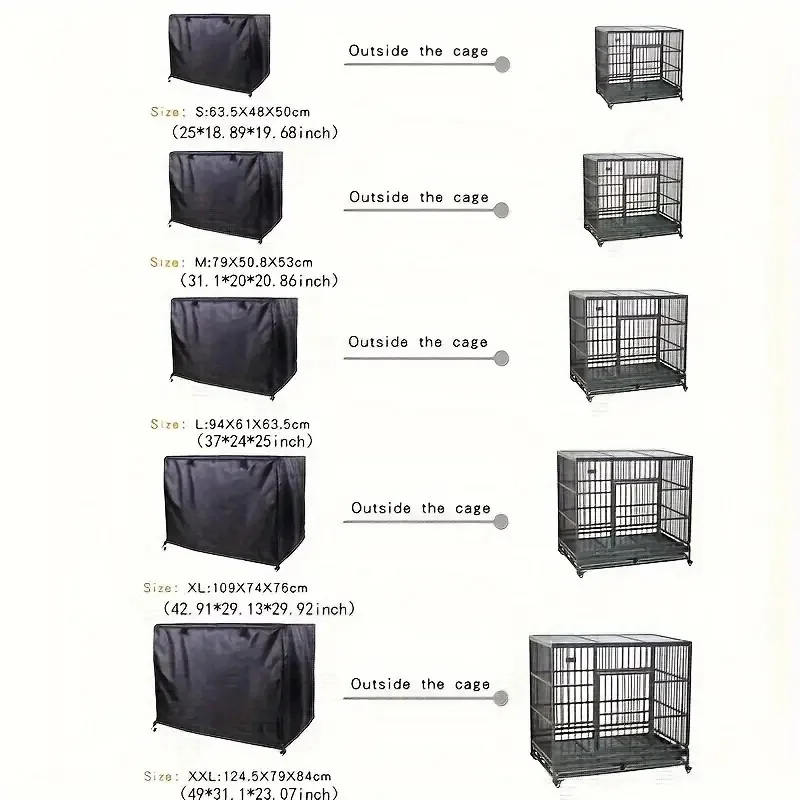 Housse pour Cage de Chien Noire Grande Taille 5 Formats