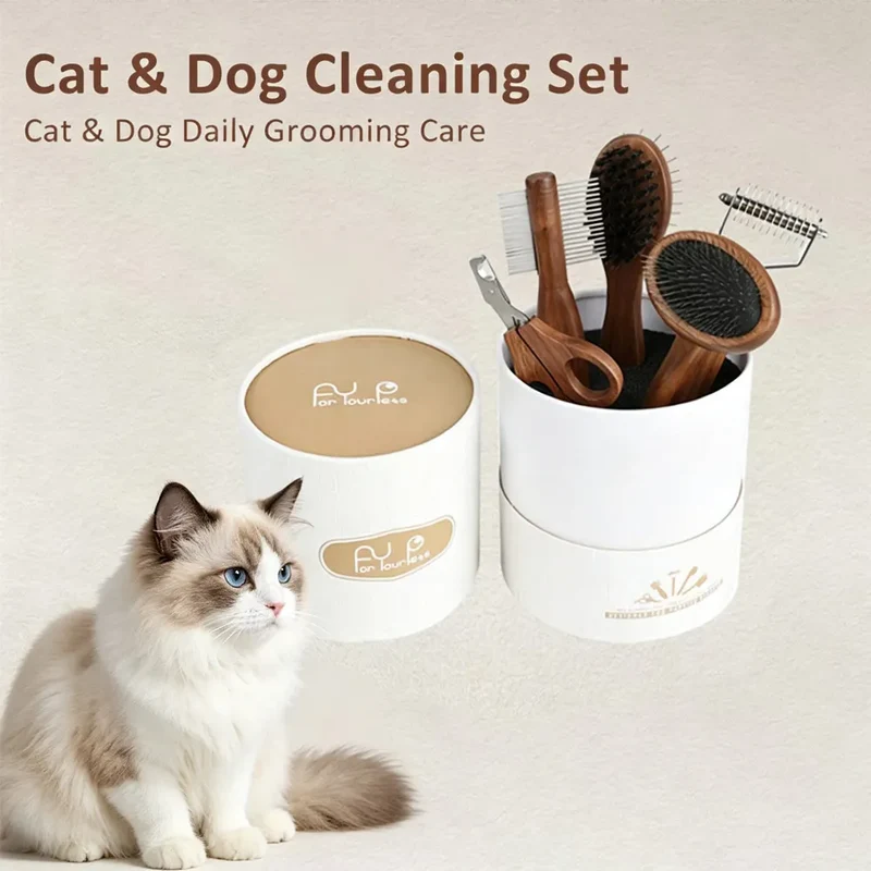 Brosse de Toilettage Chien et Chat, Kit Peignes et Coupe-Ongles