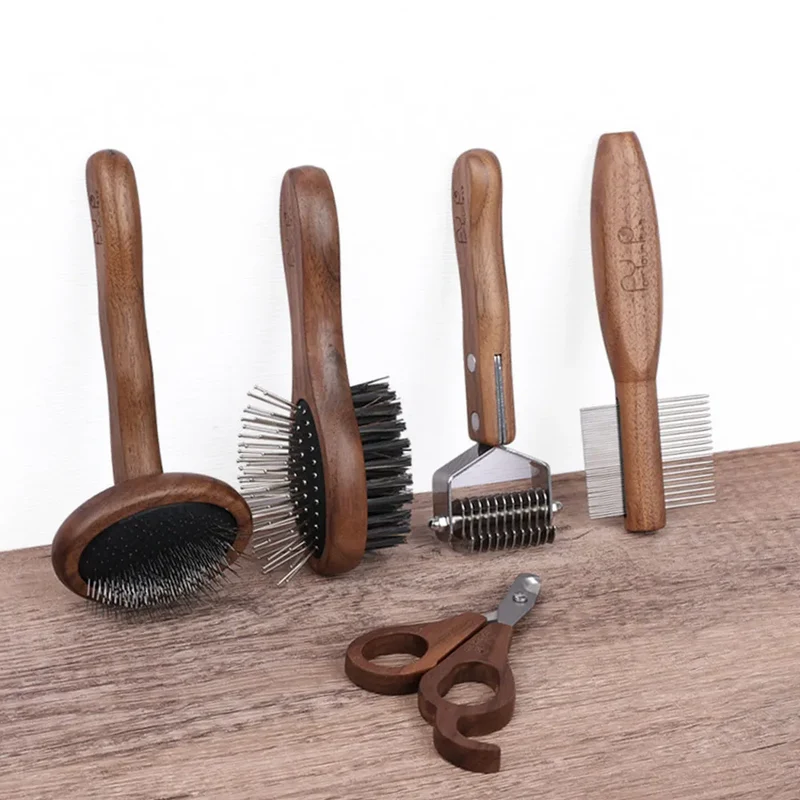 Brosse de Toilettage Chien et Chat, Kit Peignes et Coupe-Ongles