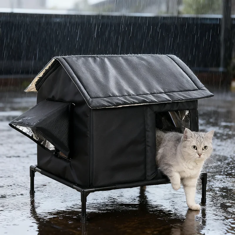 Niche Extérieure Isolée Aluminium Noire pour Chiot et Chat