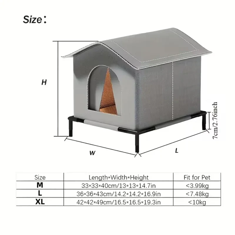 Niche d'Extérieur Isolée Surélevée pour Petit Chien et Chat