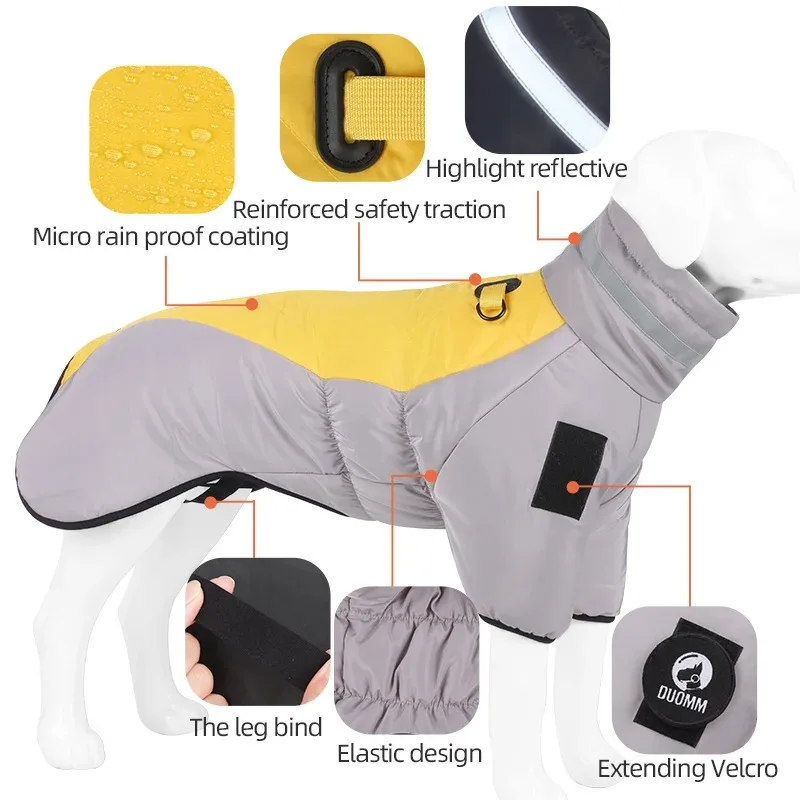 Manteau d'Hiver Matelassé Réfléchissant pour Chien Moyen et Grand