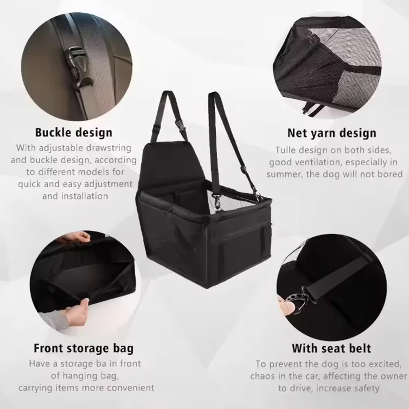 Siège de Voiture Rehausseur Pliable pour Petit Chien avec Sangle