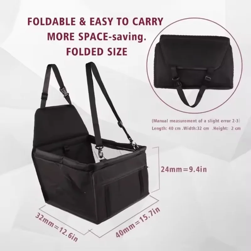Siège de Voiture Rehausseur Pliable pour Petit Chien avec Sangle
