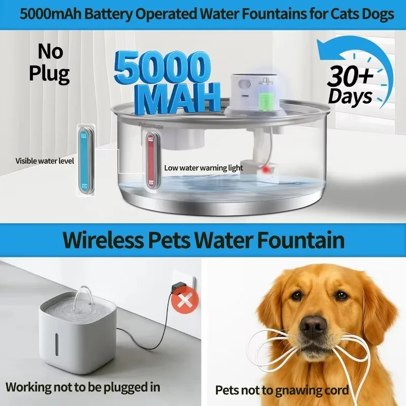 Fontaine à Eau sans Fil 8 L sur Batterie Gros Chien