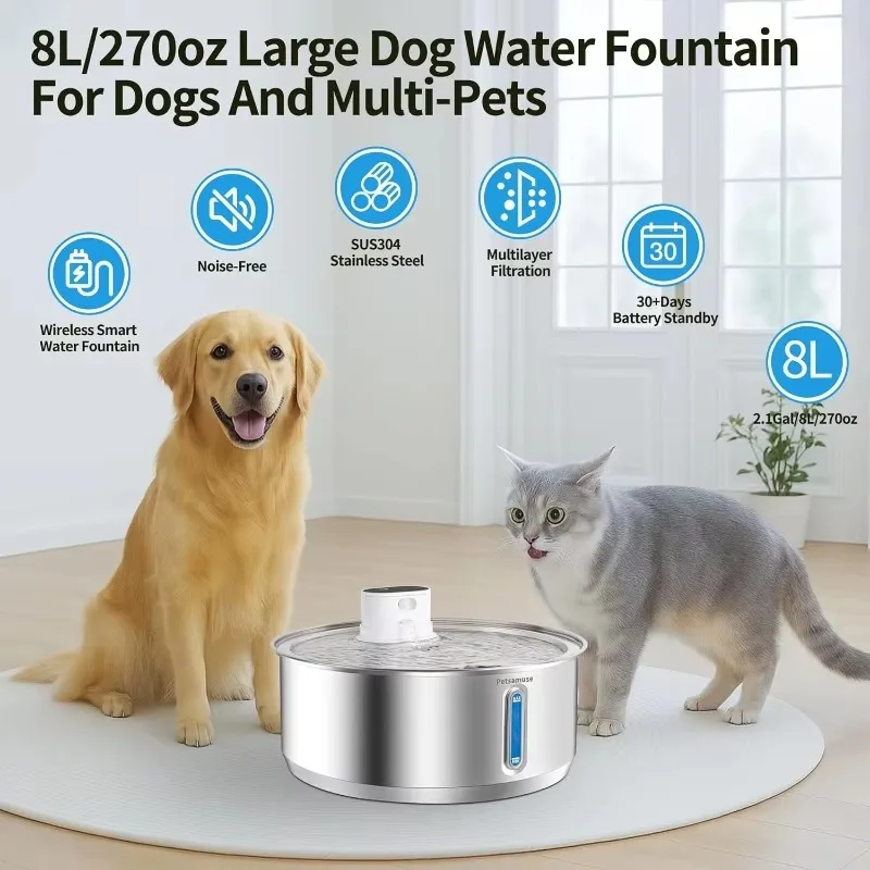 Fontaine à Eau sans Fil 8 L sur Batterie Gros Chien