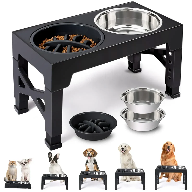 Gamelle Surélevée Réglable 5 Hauteurs Double Bol Gros Chien