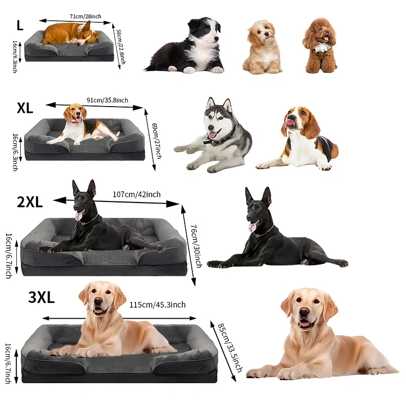 Panier Orthopédique Grand Chien Mousse de Soutien Déhoussable