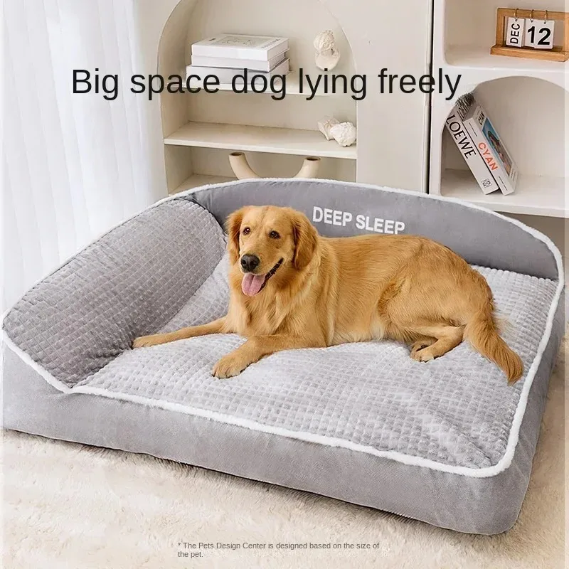 Canapé pour Chien Grande Taille Dossier Haut Flanelle Gris