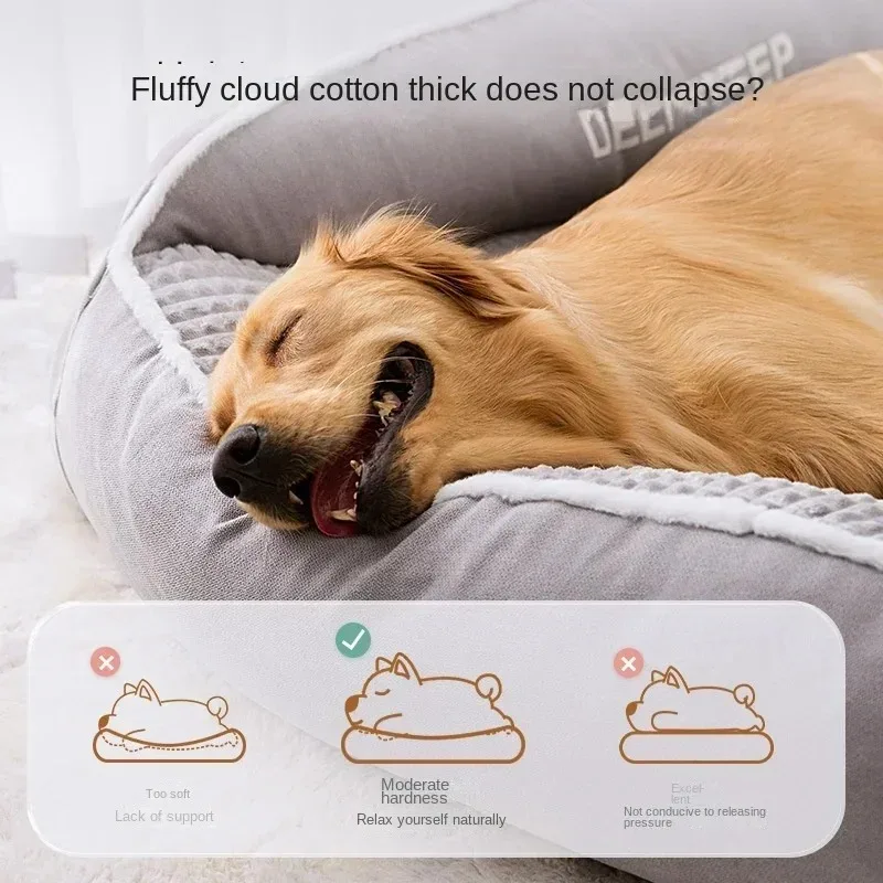 Canapé pour Chien Grande Taille Dossier Haut Flanelle Gris