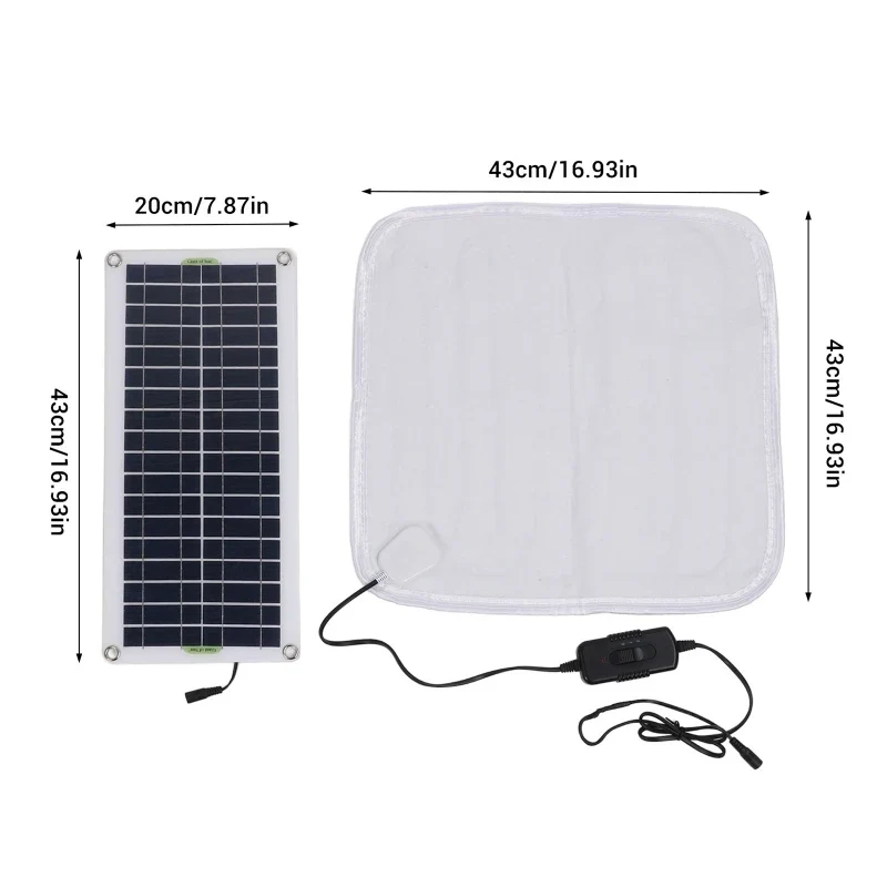 Coussin Chauffant Solaire 50 W Température Réglable pour Chien