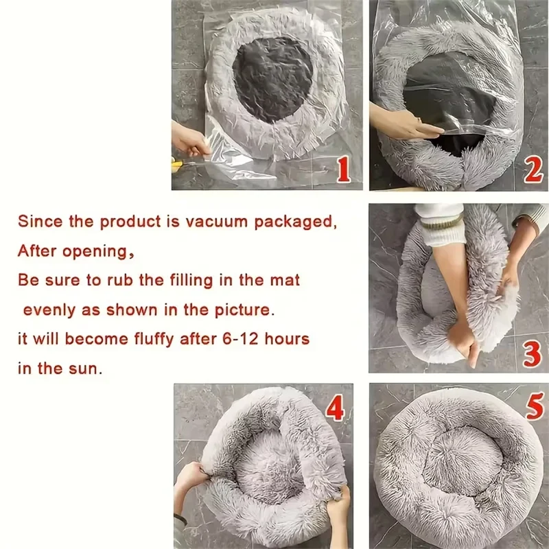 Panier Donut Fausse Fourrure pour Petit et Moyen Chien