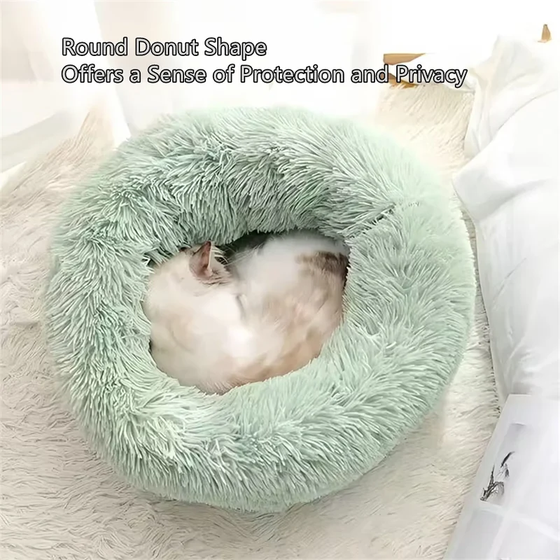 Panier Donut Fausse Fourrure pour Petit et Moyen Chien
