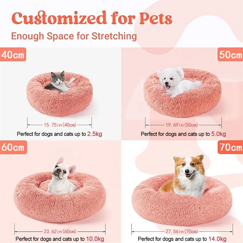 Panier Donut Fausse Fourrure pour Petit et Moyen Chien