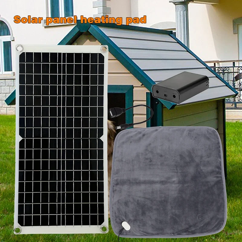 Coussin Chauffant Solaire Portable pour Chien Batterie Intégrée