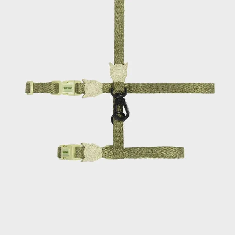 HARNAIS + LAISSE POUR CHAT - MOSS * VERT SAUGE
