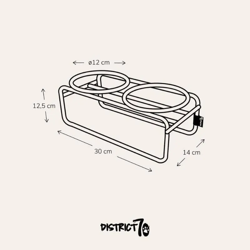 SUPPORT SURÉLEVÉ POUR GAMELLE DOUBLE POUR CHAT - MÉTAL NOIR