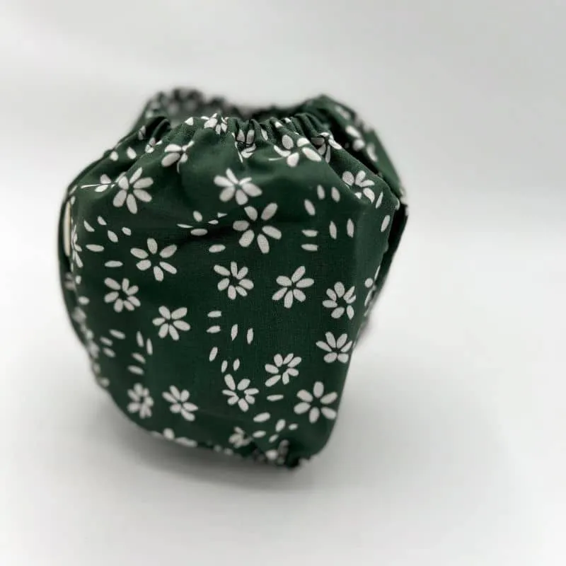SNOOD POUR CHIEN EN COTON - VERT SAPIN & FLEURS BLANCHES