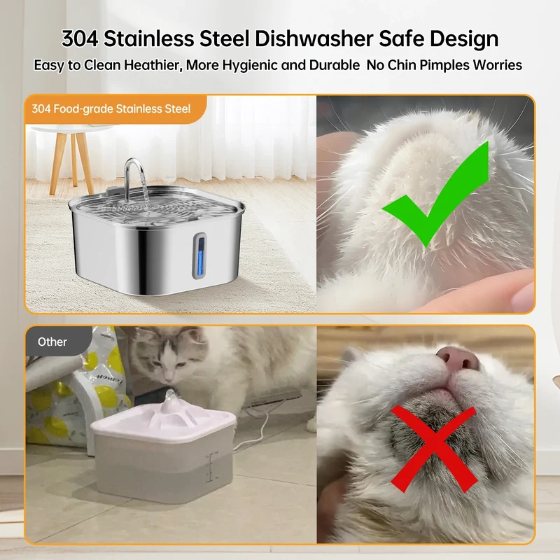 Fontaine à Eau Inox 7 L Silencieuse pour Gros Chien