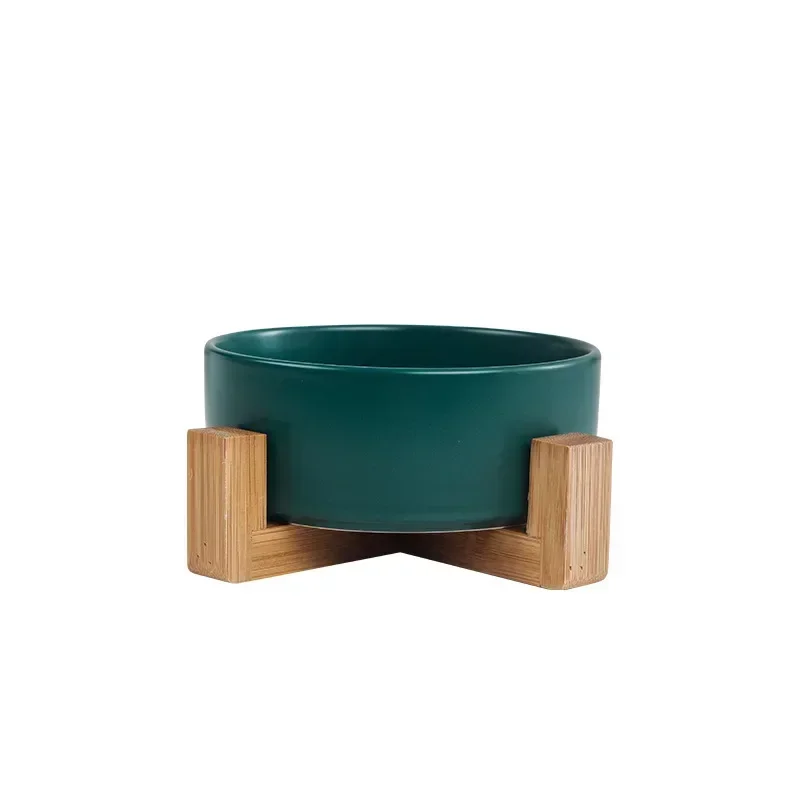 Gamelle Surélevée Chien Céramique Support Bois Six Coloris