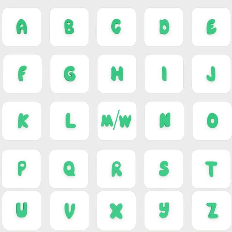 CHARMS SILICONE POUR PERSONNALISER ACCESSOIRE CHIEN - ALPHABET VERT & BLEU