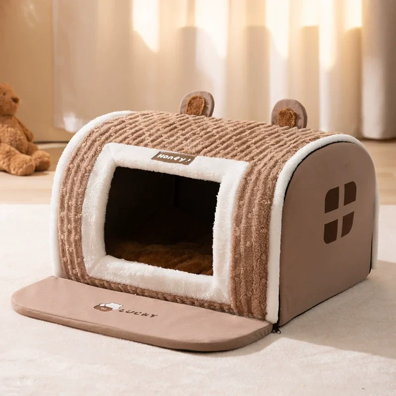 Niche d'Intérieur pour Chien Cabane Polaire avec Tapis Antidérapant