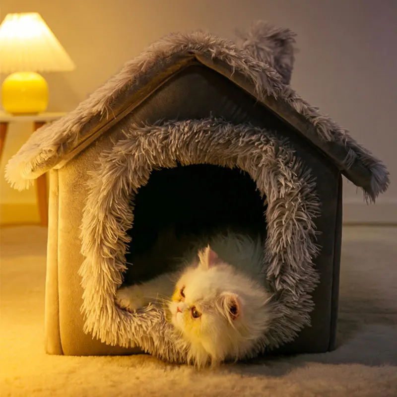 Niche d'Intérieur pour Chien Moelleuse à Toit Doux 6 Coloris
