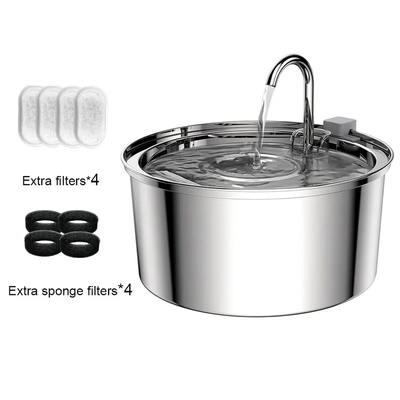 Fontaine à Eau Chien Inox 7 L Fenêtre Niveau d'Eau