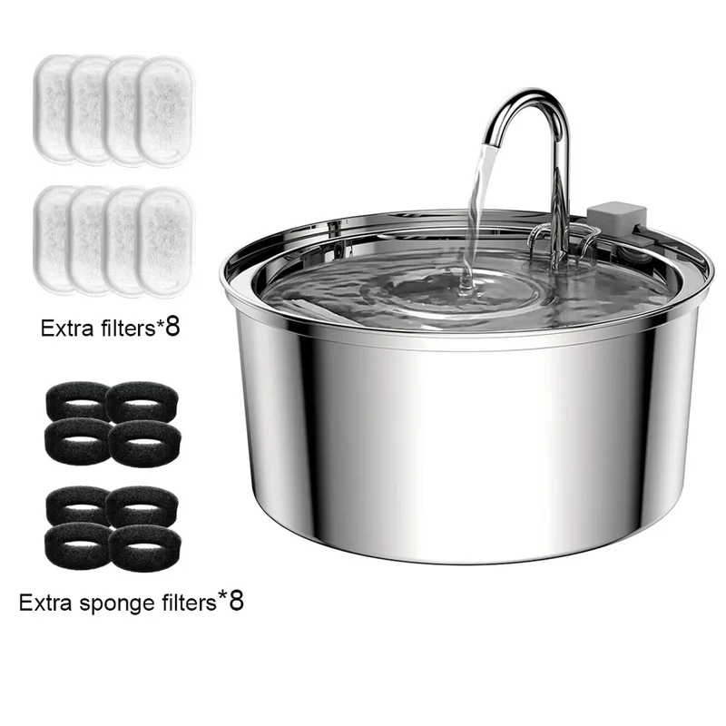 Fontaine à Eau Chien Inox 7 L Fenêtre Niveau d'Eau
