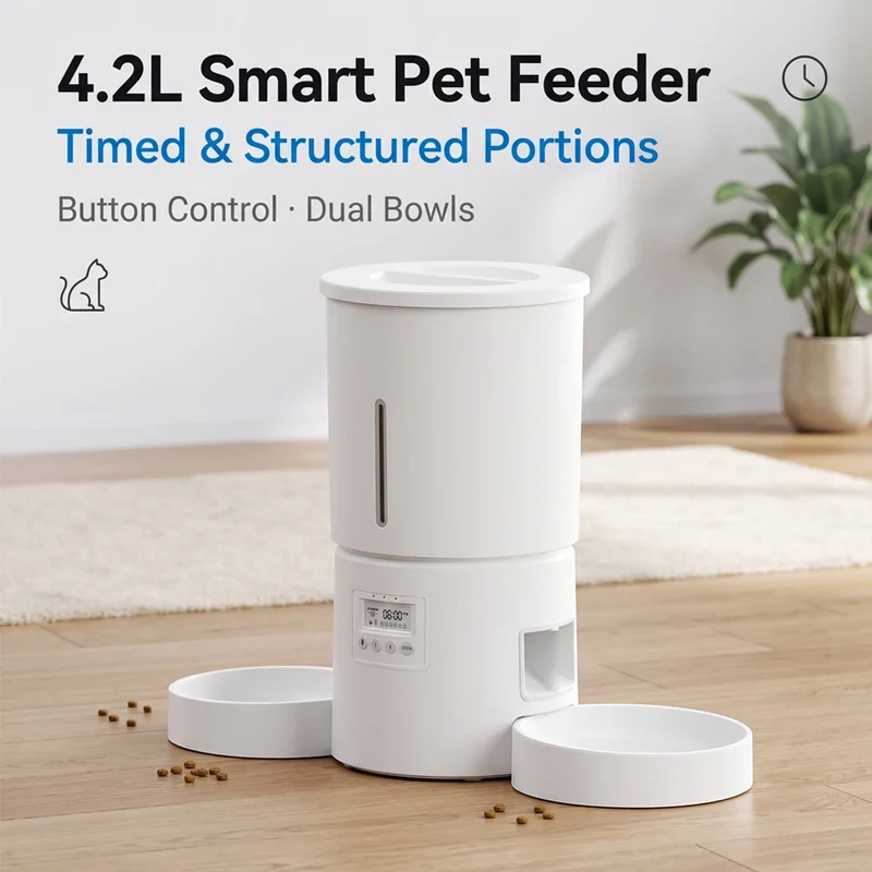 Distributeur de Croquettes Chien Programmable 4,2 L Double Bol