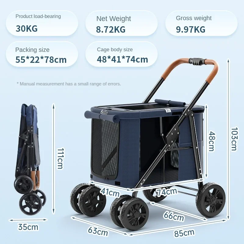 Chariot de Promenade Pliable Gros Chien 30 kg