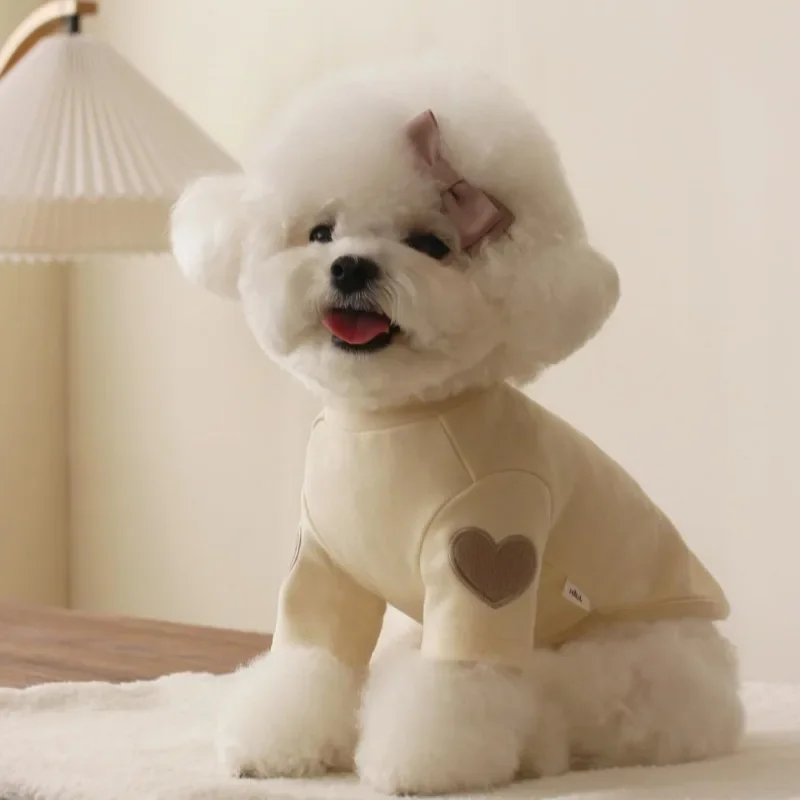 Sweat Polaire Chien Écusson Cœur Col Montant