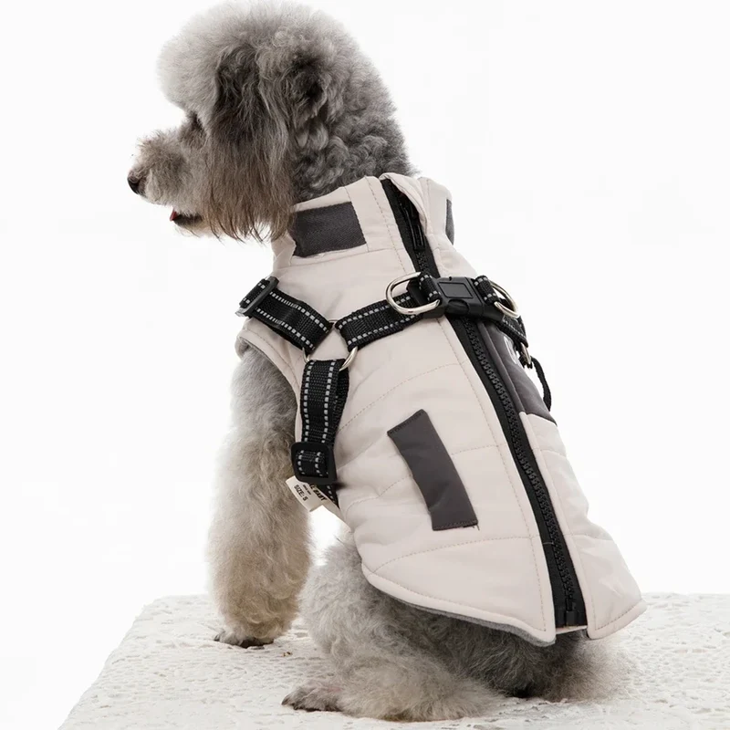 Doudoune Matelassée Chien Zippée Sangles Réfléchissantes
