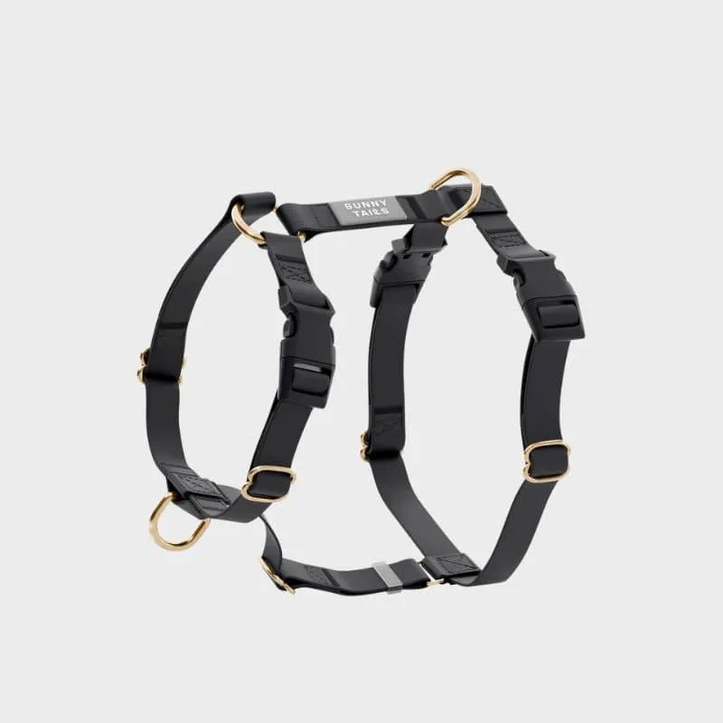 🆕 HARNAIS POUR CHIEN WATERPROOF - NOIR *BOUCLES COULEURS*