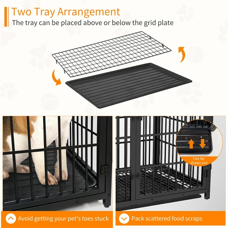 Cage pour Chien en Bois Meuble Industriel 3 Portes