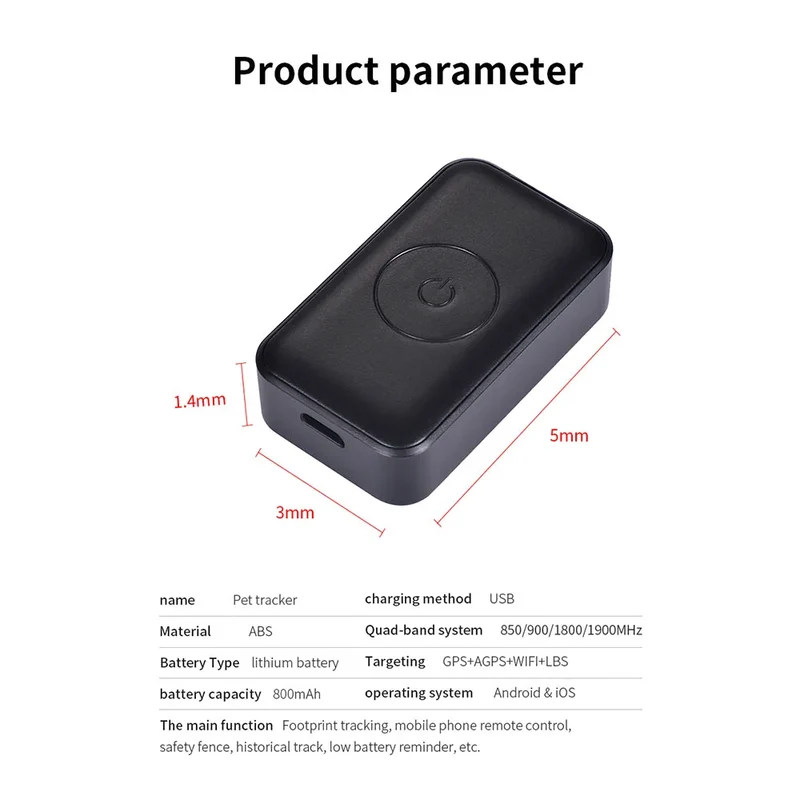 Collier GPS 2G Chien Carte Nano-SIM Boîtier Amovible