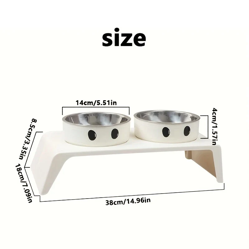 Gamelle Surélevée Petit Chien Chat Double Bol Socle Blanc