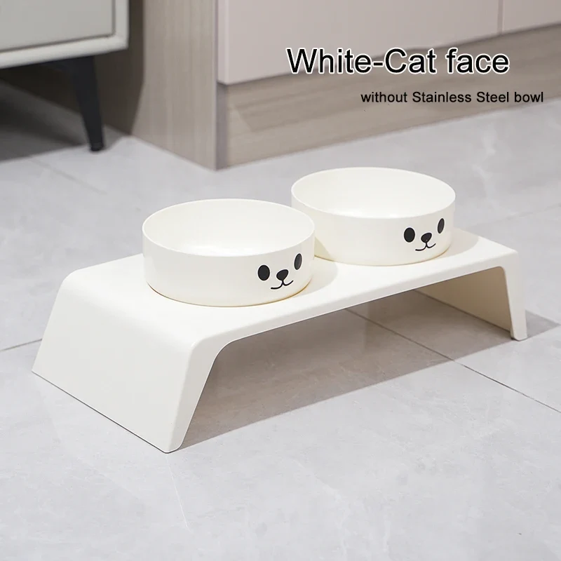 Gamelle Surélevée Petit Chien Chat Double Bol Socle Blanc