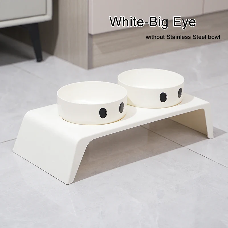 Gamelle Surélevée Petit Chien Chat Double Bol Socle Blanc